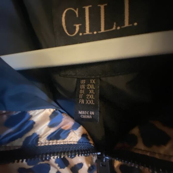 G.I.L.I. Zip Front Fleece Lined Printed Puffer Jacket in Leopard Size 1X NWOT - Picture 10 of 11